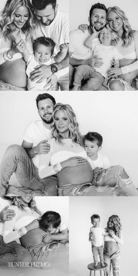 Black And White Family Maternity Shoot, Family Maternity Pictures Jeans, Diy Family Maternity Photos At Home, Diy Family Maternity Pictures, Maternity Photo Shoot Ideas Indoor Family, Simple Family Maternity Pictures, Maternity Photography Family Of 3 Studio, Maternity Photo Indoor, Calvin Klein Maternity Shoot Family