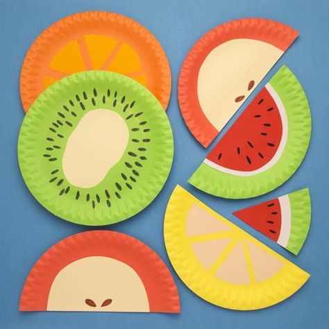 40 Paper Plate Craft Ideas Paper Plates Crafts, Paper Plate Art, Paper Fruit, Fruit Crafts, Paper Plate Crafts For Kids, Summer Crafts For Kids, Daycare Crafts, Paper Plate Crafts, Plate Crafts