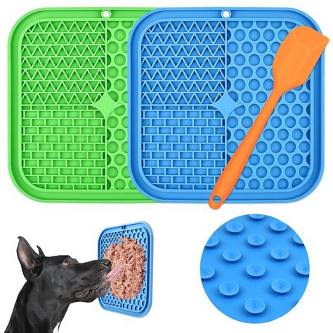 Lick Mat for Dogs, CIICII 3Pcs Slow Feeder Dog Bowls with Suction Cups Green Dog Lick Mat + Blue Lick Mat for Cats + Orange S Lick Mat For Dogs, Dog Lick Mat, Slow Feeder, Dog Treat Recipes, Slow Food, Dog Feeding, Dog Pin, Blue Dog, Croquettes