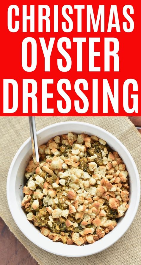 Oyster Dressing Recipes, Oyster Stuffing, Turkey Dressing Recipe, Christmas Dressing, Christmas Side Dish, Dressing Recipes Thanksgiving, Herb Turkey, Southern Thanksgiving, Dressing Recipes Cornbread