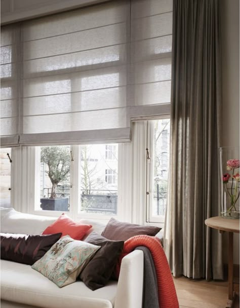 Sunroom Curtains, Mansion Living Room, Mansion Living, Living Room Blinds, Living Room Decor Curtains, Roman Blind, Living Room Windows, Curtains Living, Home Curtains