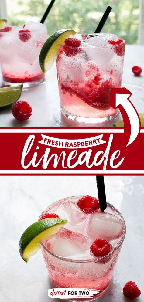 Nothing tastes like this Fresh Raspberry Limeade on a hot day! This easy cocktail recipe features vodka or white rum for fun. Make this summer drink for two the next time you need a refreshing way to… Fresh Raspberry Desserts, Raspberry Limeade, Easy Cocktail Recipe, Best Non Alcoholic Drinks, Warm Winter Drinks, Raspberry Drink, Raspberry Cocktail, Kid Friendly Drinks, Raspberry Desserts