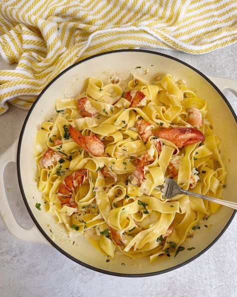 Lobster and Herb Pappardelle - New England Shrimp Newburg, Pappardelle Pasta Recipe, Lobster Pasta Recipe, Lobster Linguine, Pappardelle Recipe, Lobster Pasta, Lobster Dishes, Pappardelle Pasta, Pasta Noodle Recipe