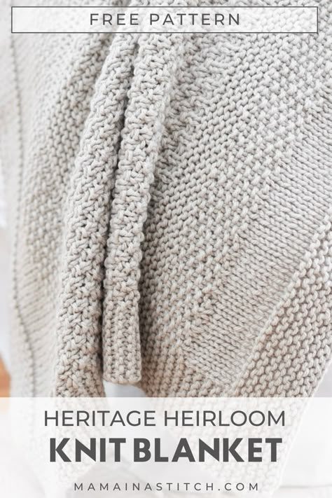 This beautiful heirloom knit blanket is easy to make and beautiful to gift! Knit Afghan Patterns Free, Knit Throw Blanket Pattern, Mama In A Stitch, Easy Knit Blanket, Easy Blanket Knitting Patterns, Easy Scarf Knitting Patterns, Knit Afghan Patterns, Knit Blanket Pattern, Easy Sweater Knitting Patterns