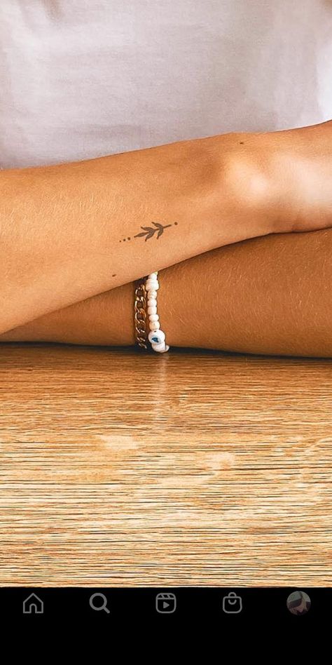 Wrist Placement Tattoos For Women, Micro Tattoo Placement Ideas, Small Dainty Tattoo Placement, Small Tattoos On Forearm For Women, Morse Code Arrow Tattoo, Small Modern Tattoos For Women, Tattoo On Front Of Arm, Small Geometric Tattoo Minimalist, Minimalist Wrist Tattoos For Women