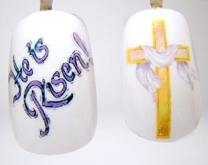 Easter nail art Christian Easter Nail Art Designs, Easter Cross Nail Art, Easter Cross Nail Designs, Easter Nails Christian, Christian Easter Nails Design, Easter Nails With Cross, Jesus Nails Designs Faith, Easter Cross Nails, Nails Easter Design