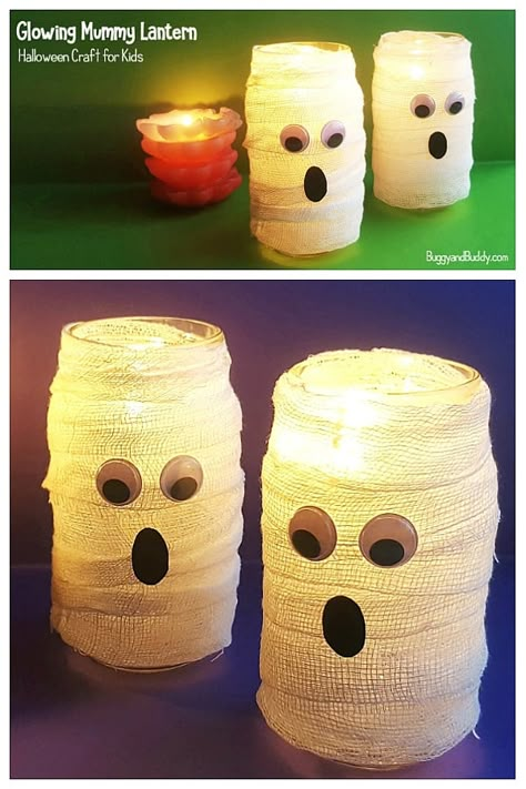 Lantern Crafts For Kids, Festa Hotel Transylvania, Craft For Halloween, Strašidelný Halloween, Mummy Crafts, Classroom Halloween, Classroom Halloween Party, Ghost Crafts, Halloween Decorations For Kids