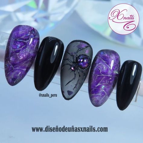 Halloween Spider Nails, Halloween Nails Spider, Nails Spider, Spider Nails, Neutral Nails Acrylic, Nail Art Printer, Halloween Nail Ideas, Glass Nails Art, Self Nail