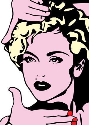 madonna cartoon | Pinned by Victor Israel Pop Art Inspiration, Music Pop Art, Madonna Vogue, Andy Warhol Pop Art, Madonna Art, Jasper Johns, Pop Art Comic, Silhouette Stencil, Art Pop