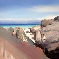 Canvas CHRIS BUSHE RSW November Tide - Winter Sky, Scarista Oil on Board Winter Sky, Secret Beach, Abstract Landscape Painting, Design Development, Landscape Painting, On Board, Abstract Landscape, The Rock, Landscape Paintings