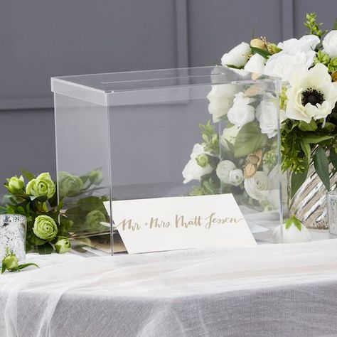 Get the David Tutera™ Clear Card Box at Michaels December Engagement Party, Nubian Wedding, Retreat Gift Bags, Wedding Box Ideas, Centerpieces Wedding Ideas, Wedding Signs Ceremony, Wedding Card Box Ideas, Wedding Decoration Checklist, Acrylic Wedding Decor