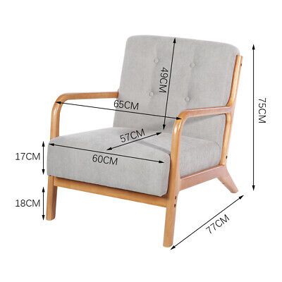 Scandinavian Wooden Frame Fabric Linen Tub Chair Armchair Seat Fireside Modern | eBay Wooden Armchair Design, Nordic Armchair, Armchair Metal Frame, Button Sofa, Wood Frame Arm Chair, Single Couch, Wooden Couch, Sofa Wood Frame, Scandinavian Armchair