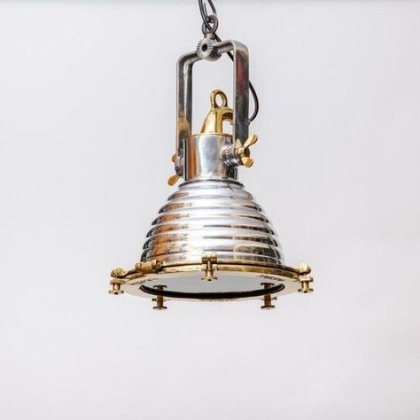 Illuminate your space with this stunning Vintage Aluminum & Brass Pendant Light Fixture! ⚓✨ Handcrafted in India by Marine Light USA, this Antique Reproduction is a nod to maritime history. Perfect for adding character to any room! #VintageLighting #NauticalDecor #PendantLight #MaritimeHistory #HomeDecor 🏠⚓ https://ebay.us/1BAUbu Nautical Pendant Lighting, Pendant Light Set, Wall Decor Lights, Vintage Inspired Decor, Brass Pendant Light, Ceiling Decor, Nautical Decor, Decor Vintage, Vintage Lighting