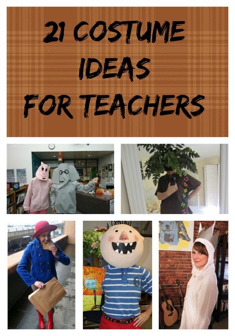 Trying to figure out how to dress for your school's Halloween or fall celebration? How about one of these storybook themed costumes? They're sure to be a hit with your students! Costumes For Librarians, Teacher Fairy Tale Costume, Literacy Dress Up Days, Teacher Storybook Costumes, Book Parade Costumes For Teachers, Diy Book Week Costumes For Teachers, Literary Character Costumes For Teachers, Book Week Dress Up Ideas For Teachers, Character Parade Costumes For Teachers