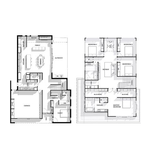 House Floor Plans on Instagram: “Designed with entertainment in mind this 5 bedroom family home features a huge galley kitchen overlooking a large dining/family area that…” Family Area, Home Features, Galley Kitchen, Kitchen Plans, House Floor, House Floor Plans, Architecture Photography, Family Home, Home And Family