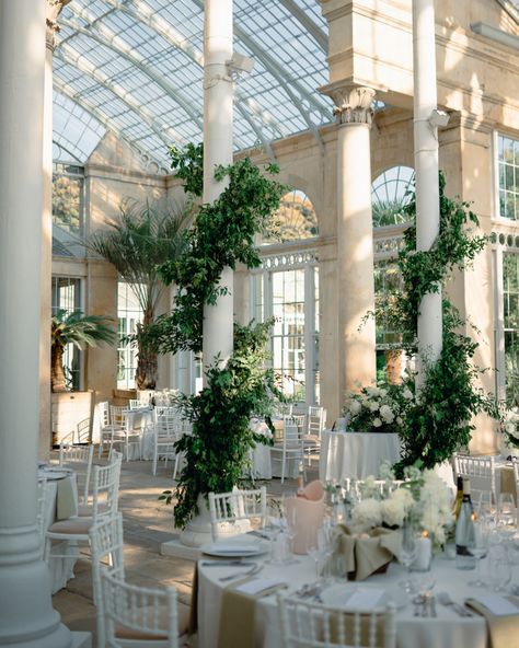 Syon Park London, Flower Pillars, Orangery Wedding, Syon Park Wedding, Marriage Venues, Wedding Pillars, Green And White Wedding, Luxury Florists, Dream Wedding Decorations