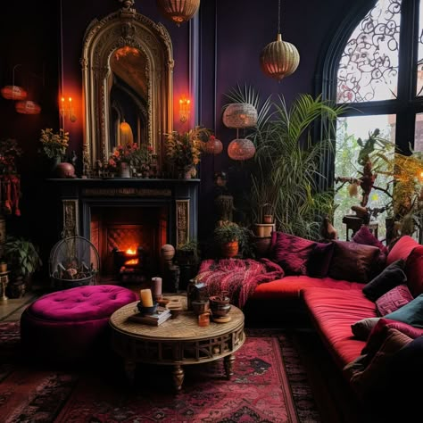 Modern Boho Living Room Ideas, Boho Living Room Ideas, Dark Home Decor, Artwork Creative, Gothic Home, Apartment Decor Inspiration, Dream Room Inspiration, Gothic Home Decor, Dream House Interior