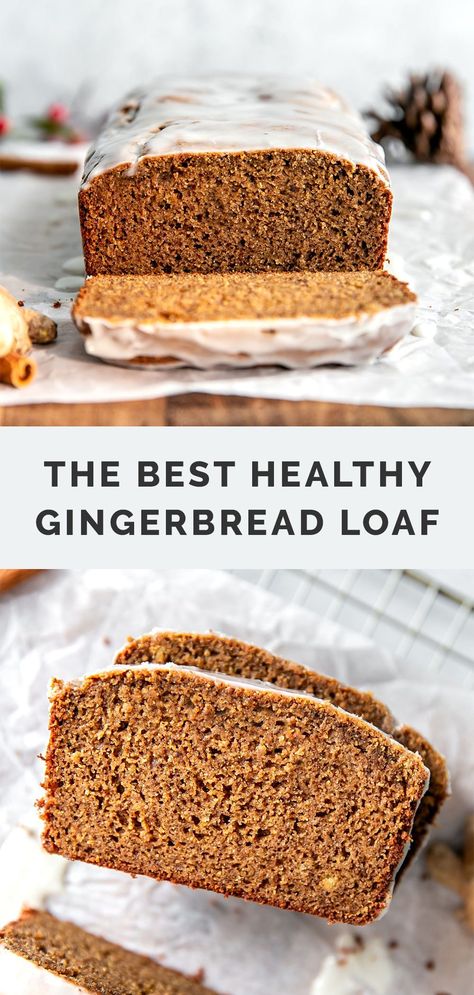 This Easy Gingerbread Loaf recipe is the best! Made with almond flour, sweetened with maple syrup and molasses – moist, healthy and way better than Starbucks. Gluten free, grain free and dairy free. Almond Flour Gingerbread, Easy Gingerbread Loaf Quick Bread, Keto Gingerbread Loaf, Gingerbread Muffins Healthy, Healthy Gingerbread Loaf, Almond Flour Bread Recipes, Gingerbread Loaf Recipe, Molasses Cake, Almond Flour Bread