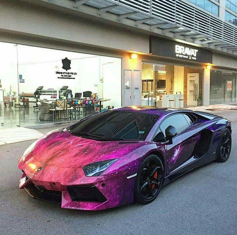 This #Lamborghini is out of this world!   #galaxy #paintjob #autocolor Aventador Lamborghini, Lamborghini Lamborghini, Purple Car, Maserati Granturismo, Top Luxury Cars, Car Wraps, Lamborghini Veneno, Lamborghini Cars, Exotic Sports Cars