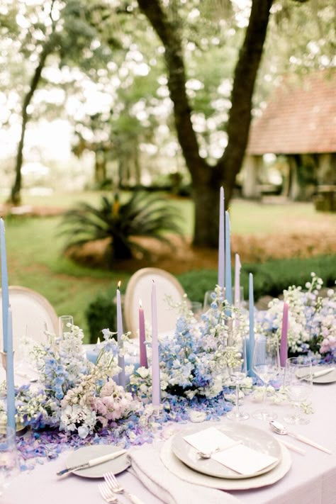 Periwinkle Wedding, Purple Blue Flowers, Blue Purple Wedding, Whimsical Wedding Inspiration, Bridgerton Wedding, Lowcountry Wedding, Flowers Candles, January Wedding, Lilac Wedding