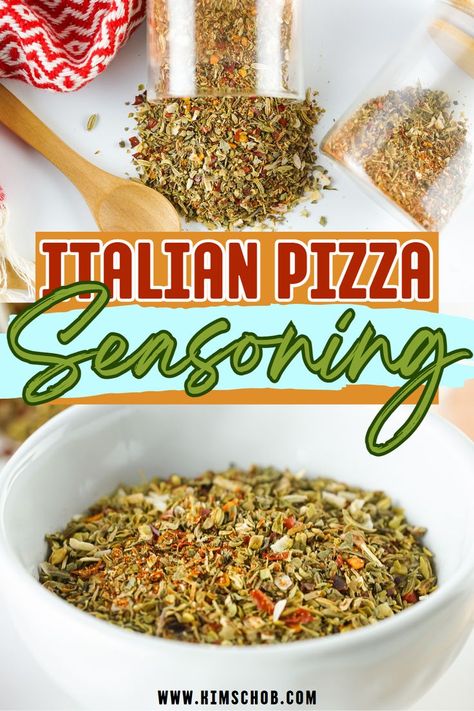 pizza flavoring in glass jar tipped on table Pizza Seasoning Recipe, Pizza Spices, Italian Seasoning Recipe, The Best Homemade Pizza, Pizza Seasoning, Garlic Bread Pizza, Homemade Dry Mixes, Pizza Salad, Homemade Spice Mix