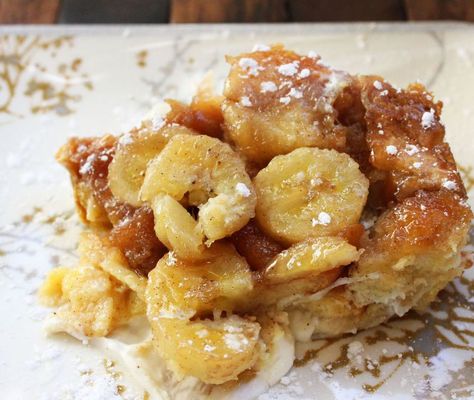 Overnight Bananas Foster French Toast Casserole Banana Foster, Bananas Foster French Toast, Overnight Breakfast Casserole, Bananas Foster, What's For Breakfast, French Toast Casserole, Christmas Breakfast, Breakfast Time, Breakfast Dishes