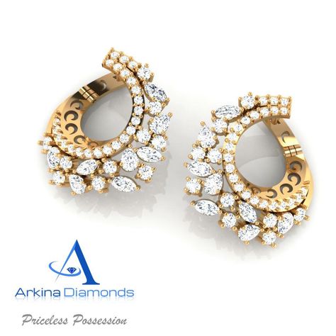 The trendy Trellis Balis that are worth a steal! These Bali's are artfully crafted in 18kt Gold and splendid diamonds.  #joy #love #forever #diamonds #pricelesspossession #jewellery #exclusive #Diamondjewellery #Diamonds #rings #pendants #studs #danglers Diamond Bali Earrings, Huge Wedding Rings, Diamond Chandbali, Classy Necklaces, Diamond Bali, Danglers Earrings, Beautiful Diamond Earrings, Bali Jewelry, Diamonds Rings