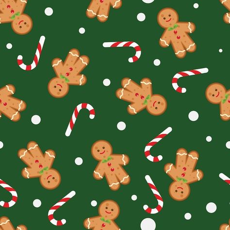 Ginger Bread Man Cookies, Gingerbread Man Pattern, Cartoon Reindeer, Christmas Seamless Pattern, Bread Man, Money Card, Man Cookies, Christmas Tree Branches, Christmas Wallpapers