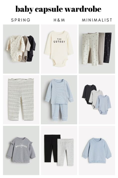 Spring baby capsule wardrobe minimalist h&m Over 50 combination of outfits  Gender neutral outfits Stripes and dots from h&m Baby Capsule Wardrobe, Outfits Gender Neutral, Gender Neutral Outfits, Wardrobe Minimalist, Capsule Wardrobe Minimalist, Neutral Outfits, Minimalist Baby, Wardrobe Inspiration, Spring Baby