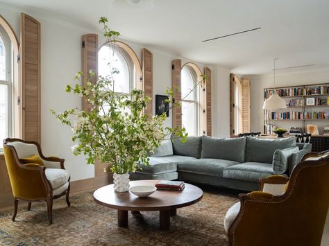 Inside Amanda Seyfried’s Farmhouse-Inspired New York City Pied-à-Terre | Architectural Digest Rustic Style Furniture, Custom Bunk Beds, Wood Column, Downtown Apartment, New York Apartment, Arched Windows, Nyc Apartment, Amanda Seyfried, Luminaire Design