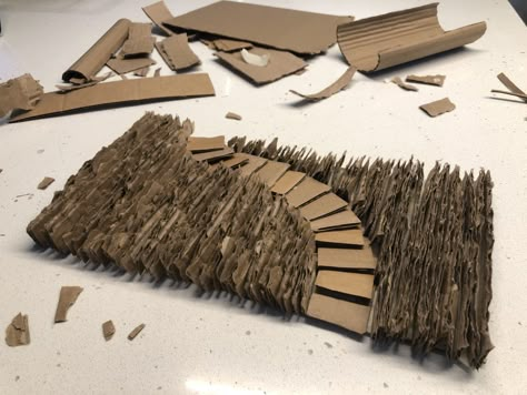 Cardboard Relief Sculpture Landscape, 3d Cardboard Art, Cardboard Landscape, Cardboard Relief, Cardboard Art Sculpture, Cardboard City, Waste Art, Cardboard Model, Corrugated Card