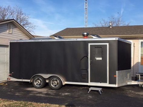 18ft Cargo Trailer Converted into Stealth Tiny House on Wheels For Sale 001 Box Trailer Camper Conversion, Converted Cargo Trailer, Utility Trailer Camper, Cargo Camper, Cargo Trailers For Sale, Tiny Camper Trailer, House Truck, Cargo Trailer Camper Conversion, Camper Renovations