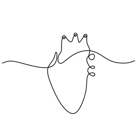 One Line Illustration, Drawing Heart, Continuous Line Art, Contour Drawing, Heart Illustration, Continuous Line Drawing, Human Heart, Continuous Line, Line Illustration