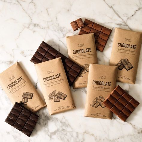 Public Goods on Instagram: “Pure indulgence. Our new rich, velvety milk and dark chocolate bars are Fair Trade and organic, 100% pure and free of soy fillers. Can’t…” Chocolates Packaging Ideas, Dark Chocolate Aesthetic, Chocolate With Almonds, Public Goods, Chocolate Bar Design, Sales Ideas, Organic Packaging, Chocolate Pack, Organic Snacks