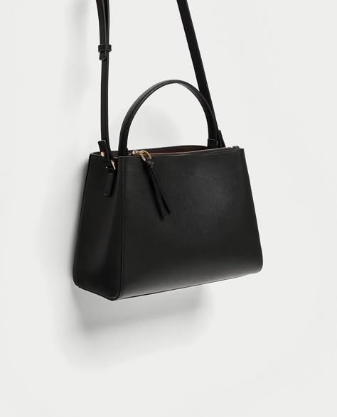 MEDIUM TOTE BAG WITH ZIP-View all-BAGS-WOMAN | ZARA United States Cheap Purses, Medium Tote Bag, Popular Handbags, Zara Bags, Girly Bags, Black Handbag, Kelly Bag, Lv Handbags, Cute Purses