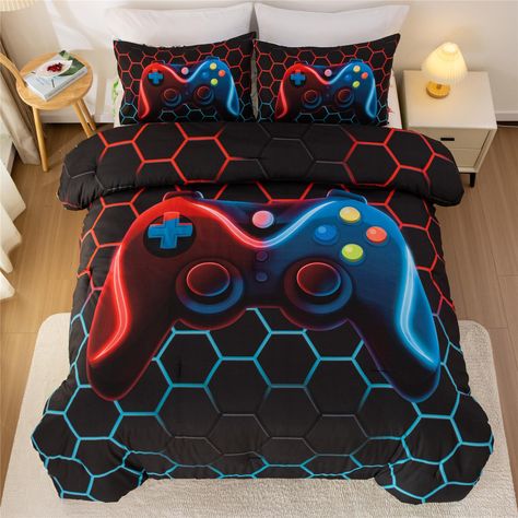 PRICES MAY VARY. 【CREATIVE DESIGN】: Our Gamer Gamepad Luxury Chic Design Bedding Sets & Collections Adopt Environmentally Friendly Reactive Printing and Dyeing Process, Clear Pattern. Appropriate for All Seasons. 【Material】High quality polyester with ultra soft microfiber inner fill. Durable, breathable, hydrophilic, cozy, fade-resistant and easy to wash. Suitable for bedroom, guest room, children's room, RV, vacation room and dormitory . Perfect for idea Gift to your loved Children, Kids, Girls Boys Video Game Bedroom, Video Game Bedroom, Printed Bedding, Modern Games, Twin Bed Sets, Garden Bedding, Dyeing Process, Comforter Set, Bed Comforters