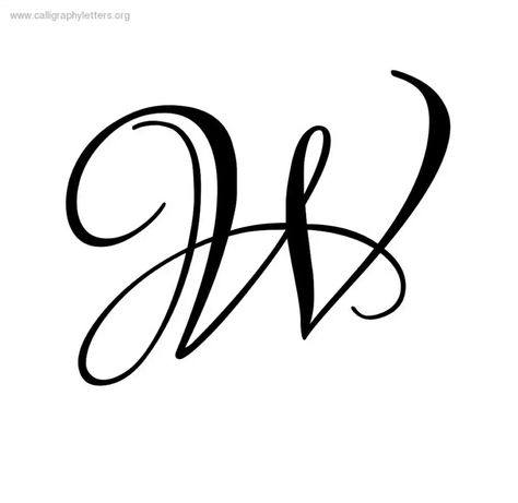 W letter Lovers Quarrel, W Calligraphy, Calligraphy Templates, Fancy Cursive, Monogram Tattoo, Pretty Handwriting, Tato Henna, Bullet Journal Font, Lettering Download