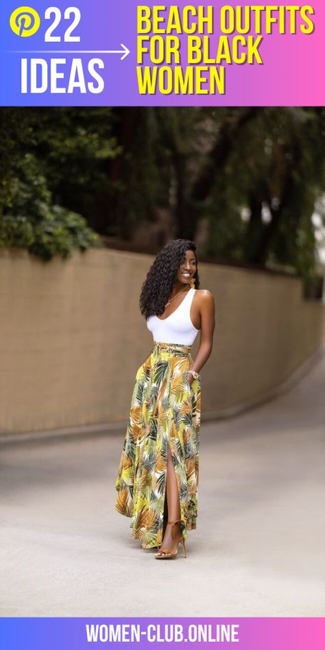 Turning Heads in the Tropics: Stylish and Comfortable Vacation Outfits for Black Women: Beach Travel Day Time Vacation Outfit, Beach Vacation Hairstyles Black Women, San Juan Puerto Rico Outfits Black Women, Beach Wears For Ladies, Caribbean Outfits Black Women, Comfortable Vacation Outfits, Bahamas Fits, Bali Summer Outfits, Beach Wear For Ladies