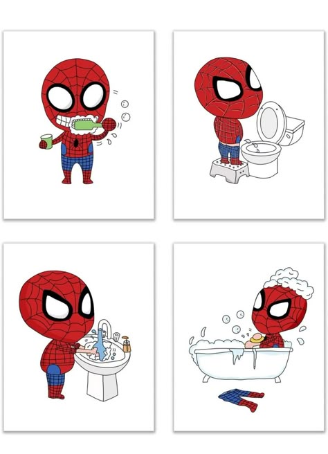 Spiderman Toddler Room, Spiderman Bathroom, Spiderman Room Decor, Spiderman Bedroom, Superhero Bathroom, Spiderman Room, Kids Bathroom Art, Toddler Boy Room Decor, Wall Stand