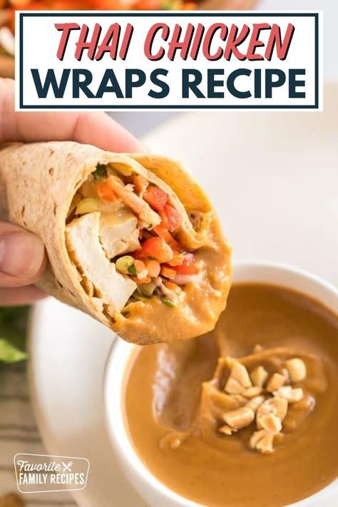 Thai Chicken Wraps are a favorite to make for a really tasty lunch, a supper main dish, or an appetizer. They have delicious tender chicken smothered in peanut sauce, and a crunchy slaw with a bright Thai dressing. This is one of my favorite chicken wrap recipes to make during the summertime. Thai Chicken Wrap Recipes, Tropical Smoothie Thai Chicken Wrap Recipe, Jimmy John’s Thai Chicken Wrap Recipe, Thai Peanut Wraps Chicken, Thai Wraps With Peanut Sauce, Asian Chicken Wraps With Peanut Sauce, The Crimpit Wrap Recipes, Wrap Sauce Recipe, Crimpit Recipes