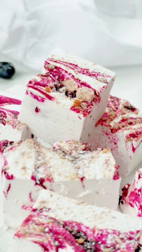 MARSHMALLOWS!! 🫐 Recipe: https://iambaker.net/blueberry-marshmallows/ | I am baker | I am baker · Original audio Blueberry Marshmallows, I Am Baker, Candy Shop, Marshmallows, Audio, Dessert, Candy