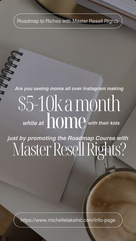 Hi, I'm Michelle and I want to teach you how to make money online. NO EXPERIENCE NEEDED. What is Master Resell Rights? It's the legal distribution rights to resell a product at full price as your own. Meaning, you can resell this digital course, that is already made for you, over and over for full price each time! Imagine getting paid all day from a course you didn't even have to create?! WILD!! Master Resell Rights, Digital Course, Money Moves, Making Money Online, Start Making Money, Money From Home, Make Money From Home, Passive Income, Make Money