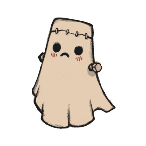 Cute Frankenstein, Cute Cartoon Ghost, Clown And Ghost Cartoon, Cartoon Ghost Cute, Kawaii Frankenstein, Cute Ghost Animation, Frankenstein, Phone Themes, Halloween Art