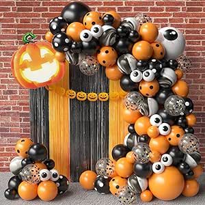 Halloween Balloon Garland Arch Kit with 5 12 18 Inches Black Orange Confetti Eyeballs Balloons Pumpkin Foil Balloons for Baby Shower Birthday Foil Fringe Curtains Decorations Halloween Party Supplies Backdrop Business, Halloween Balloon Garland, Balloons For Baby Shower, Halloween Balloons Decorations, Orange Confetti, Halloween Confetti, Fringe Curtains, Halloween Balloon, Halloween Party Balloons