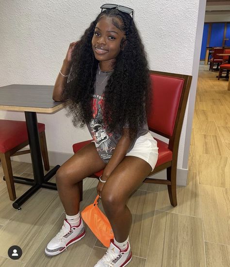 Jordan 3s Outfit Black Women, Red Jordan 3 Outfit, Jordan 3s Outfit Women, Jordan 3s Outfit, Outfits With Jordan 3s, 3s Outfit, Outfit Ideas With Jordans, Jordan 3 Outfit, Summer Birthday Outfits