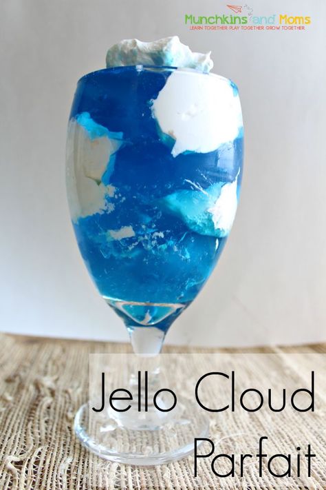 Cooking Projects, Blue Jello, Weather Crafts, Cloud Theme, Weather Theme, Weather Unit, Mario Birthday Party, Preschool Snacks, Elegant Desserts