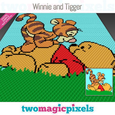 Winnie and Tigger by Two Magic Pixels Winnie And Tigger, Two Magic Pixels, Winnie The Pooh Blanket, C2c Patterns, C2c Crochet Pattern Free, C2c Crochet Blanket, Disney Crochet Patterns, Cross Stitch Plastic Canvas, Crochet Graphs