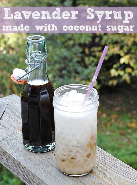 Paleo Coffee Syrup, Coconut Sugar Simple Syrup, Paleo Coffee, Lavender Coffee, Flower Recipes, Coffee Syrups, Vegan Coffee, Lavender Recipes, Creamer Recipe