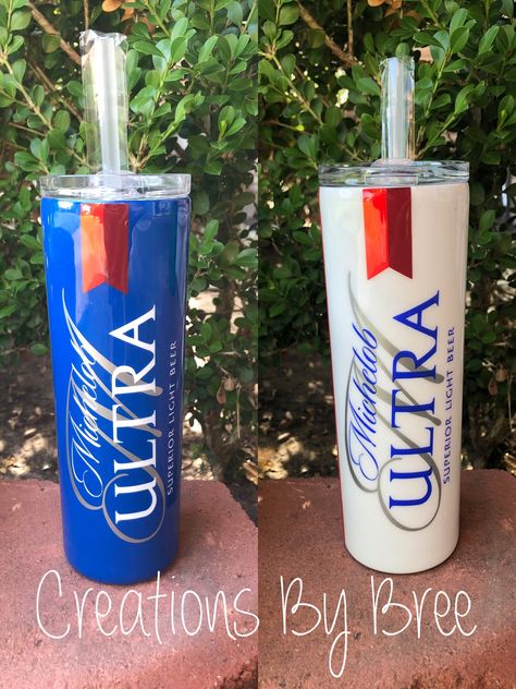 Michelob Ultra Tumbler, Beer Tumbler Ideas, 20 Oz Tumbler Ideas, Personalized Tumblers Vinyl Decals, Ultra Tumbler, Cricut Tumblers, Beer Tumbler, Tumbler Cups Personalized, Epoxy Tumblers