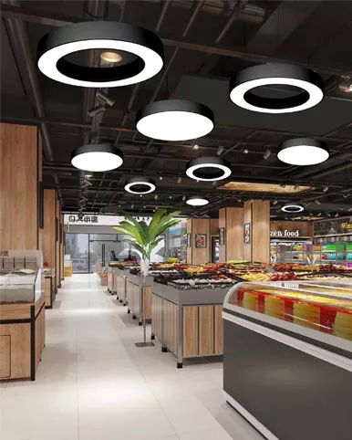 Supermarket Light - Highbright Retail Solutions Ceiling Design Retail Store, Supermarket Ceiling Design, Supermarket Lighting Design, Ceiling Design For Retail Store, Supermarket Lighting, Airline Office, Pantry Decor, Retail Lighting, Retail Solutions